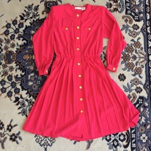Vintage Liz Claiborne Pink Dress with Gold Buttons